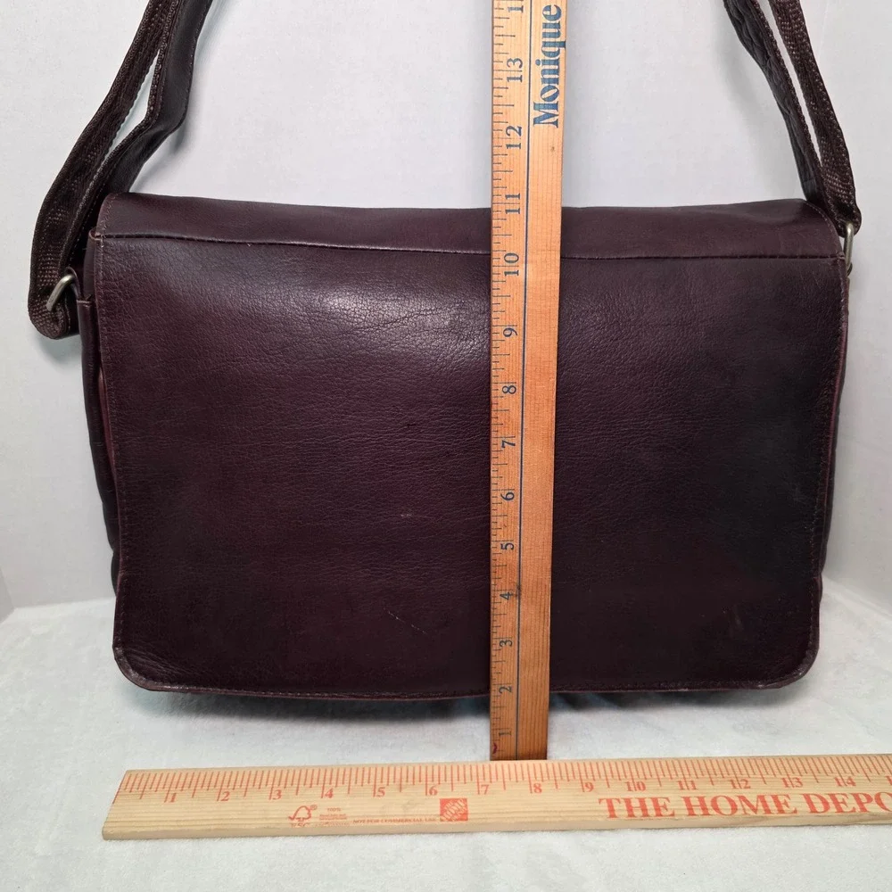 Piel Leather Messenger Bag Dark Brown Crossbody Flap Laptop Bag Made in Colombia